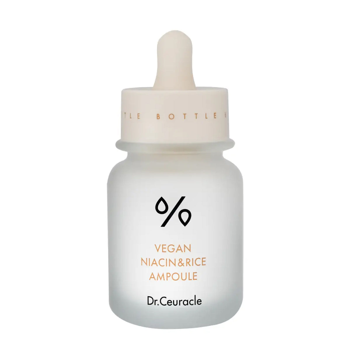 Dr. Ceuracle vegan niacin and rice ampoule bottle on a white background