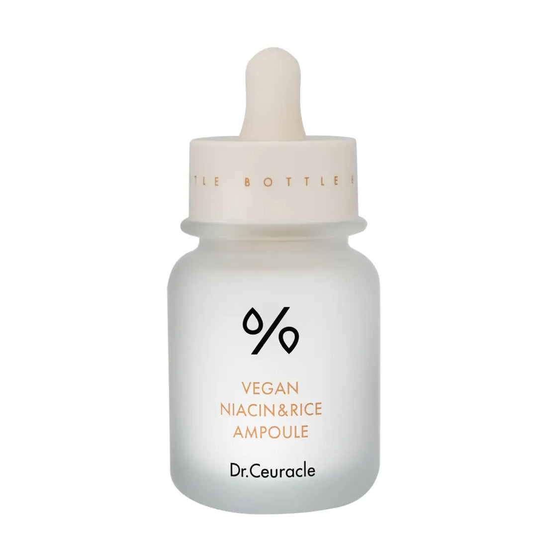 Dr. Ceuracle vegan niacin and rice ampoule bottle on a white background