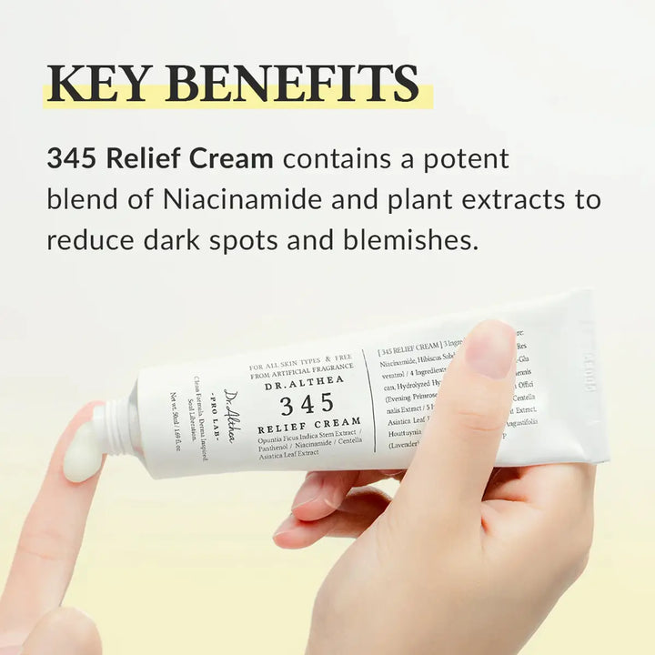 Dr. Althea 345 Cream & Mist Duo for Acne displayed with key benefits highlighted on the packaging.