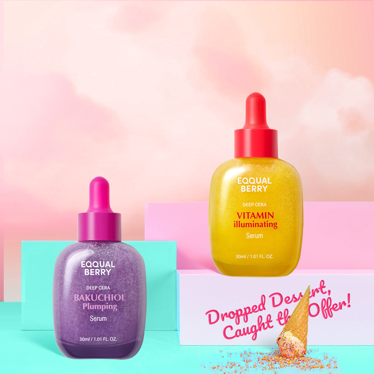 Eqqualberry Glow & Plump Duo - Korean Serum Set with Bakuchiol & Vitamin Illuminating Serum (Dubai, UAE).