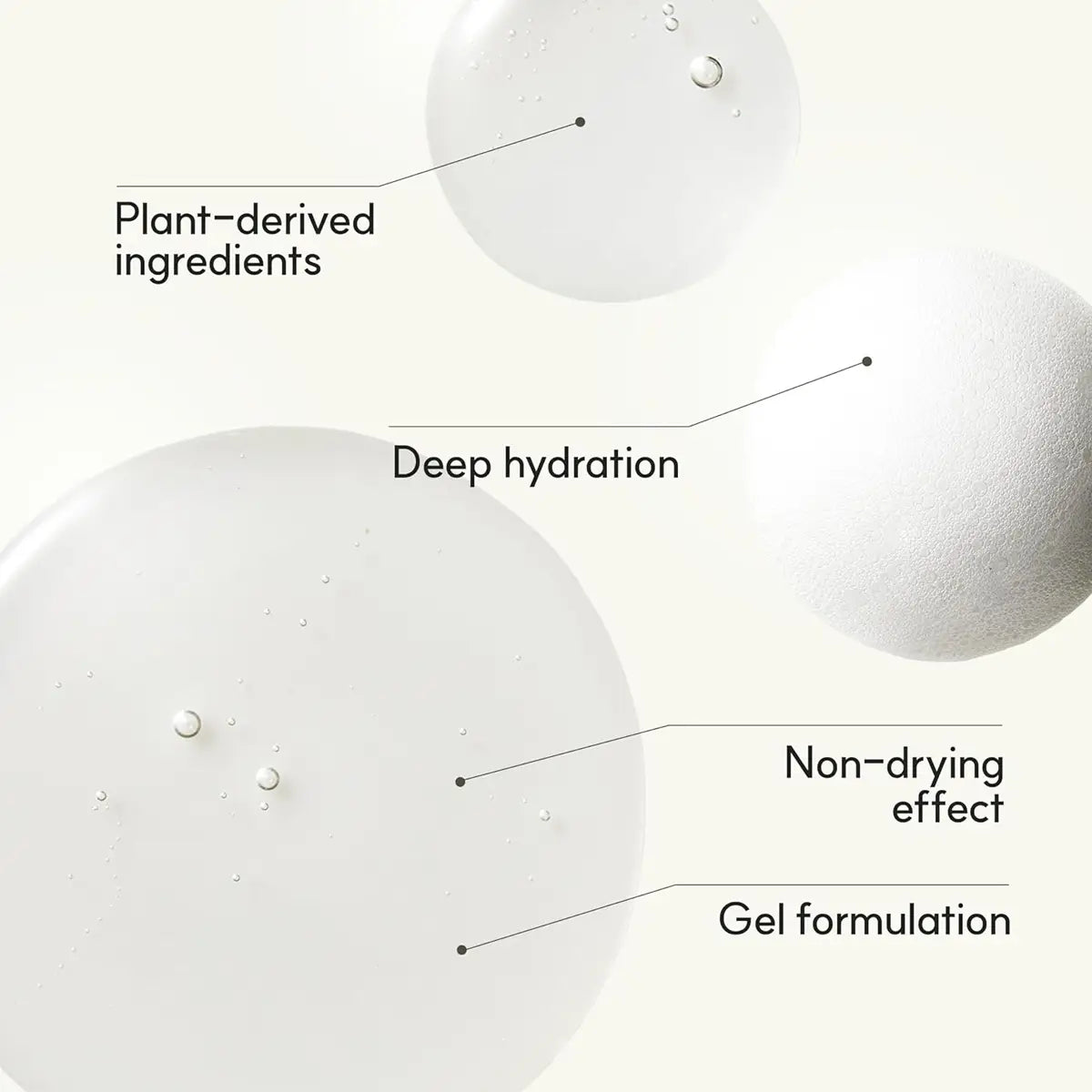 White gel-like substance with text labels on a white background