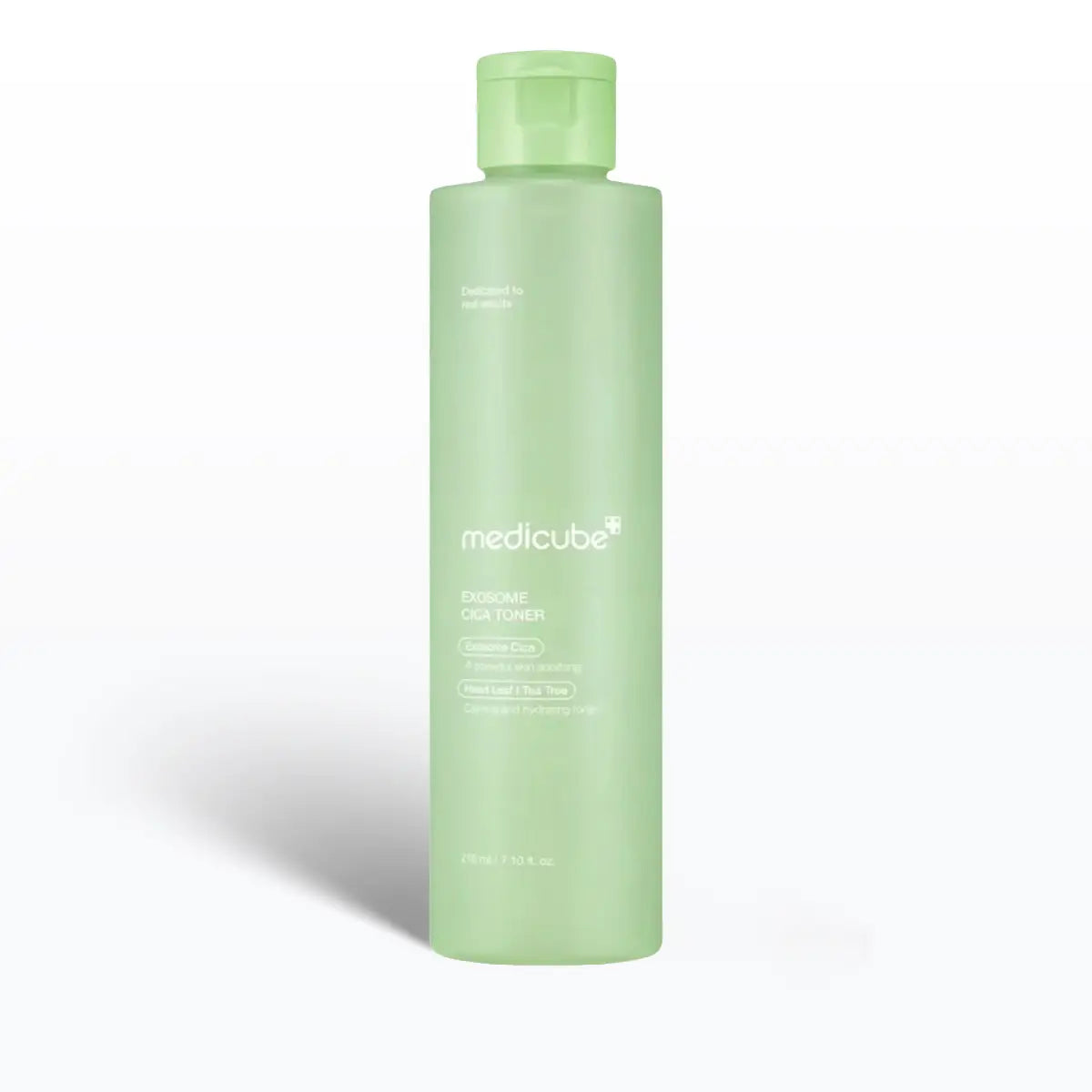 Green bottle with Medicube branding on a white background