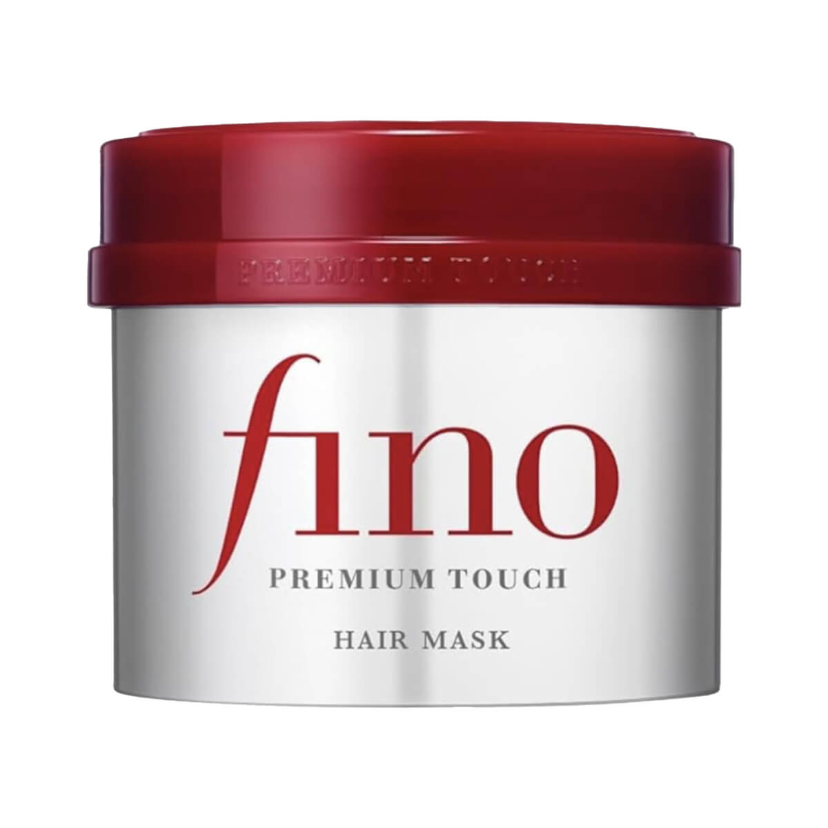 Fino Premium Touch hair mask jar with red lid on a white background