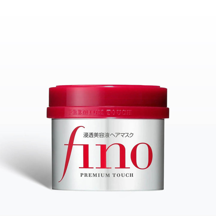 Fino Premium Touch hair mask jar with red lid on a white background