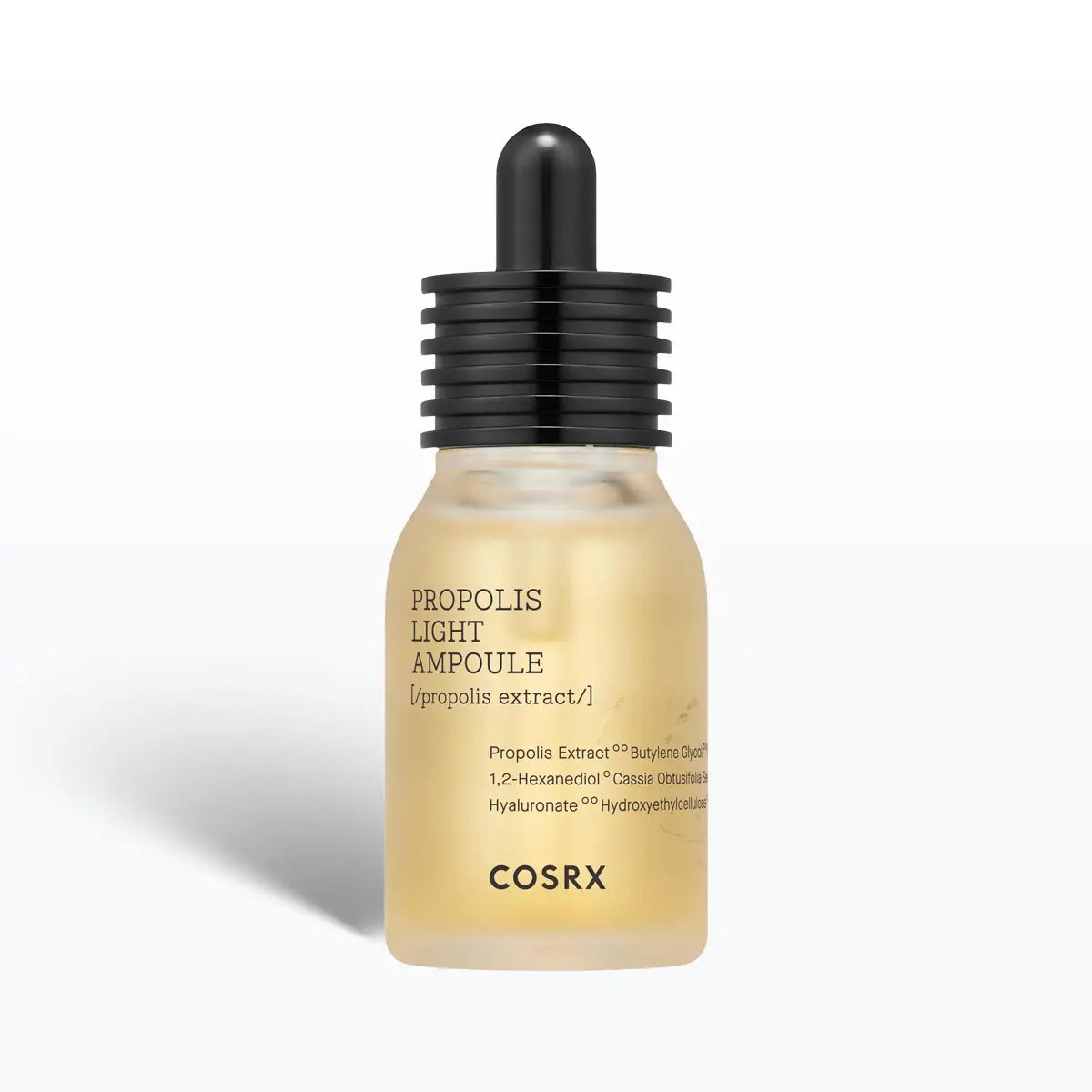 Cosrx Propolis Light Ampoule bottle with dropper on a white background