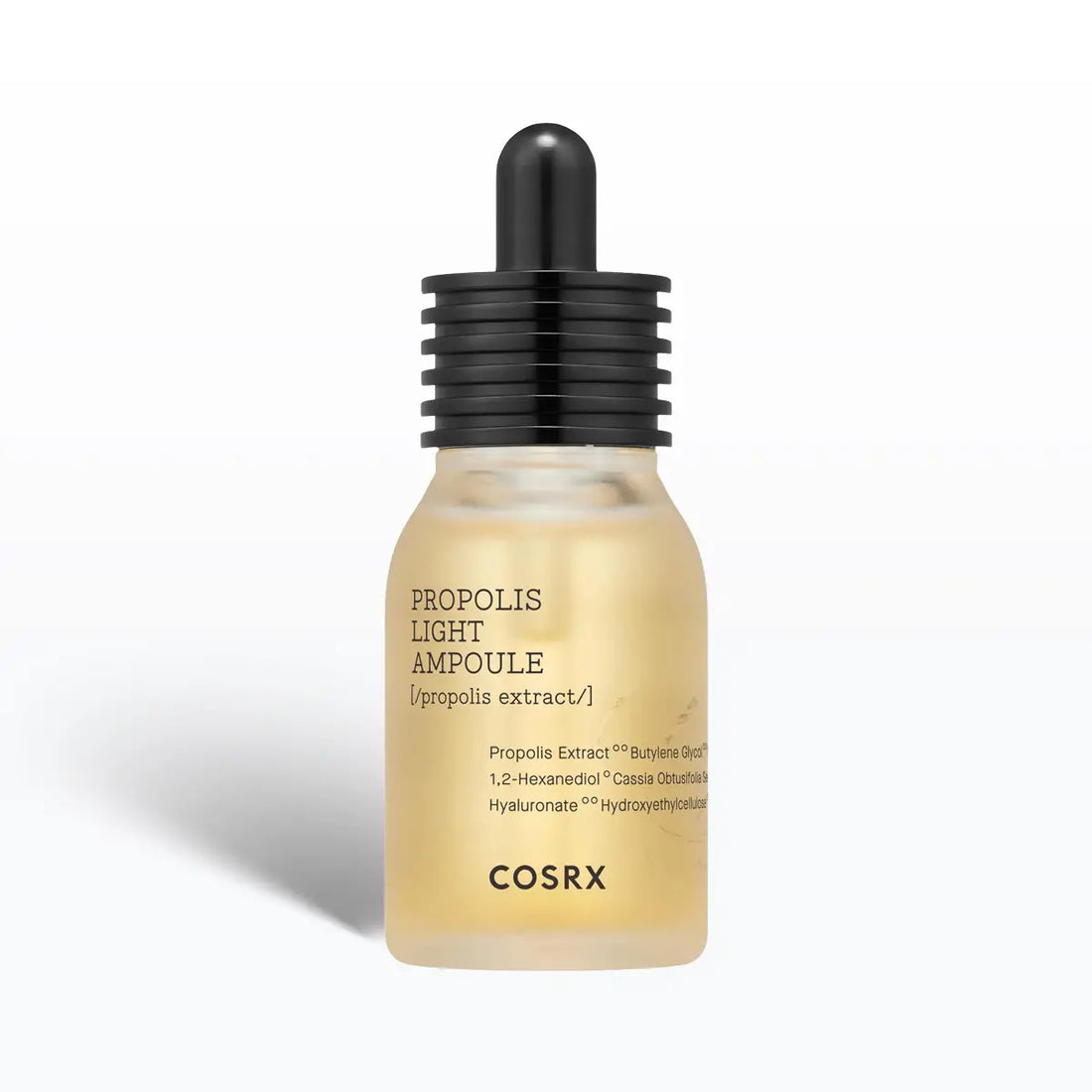 Cosrx Propolis Light Ampoule bottle with dropper on a white background