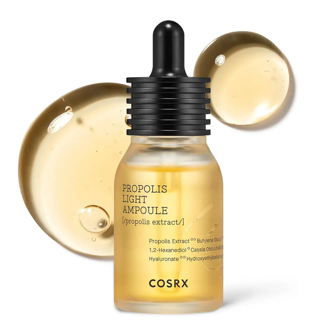 Cosrx Propolis Light Ampoule bottle with dropper on a white background