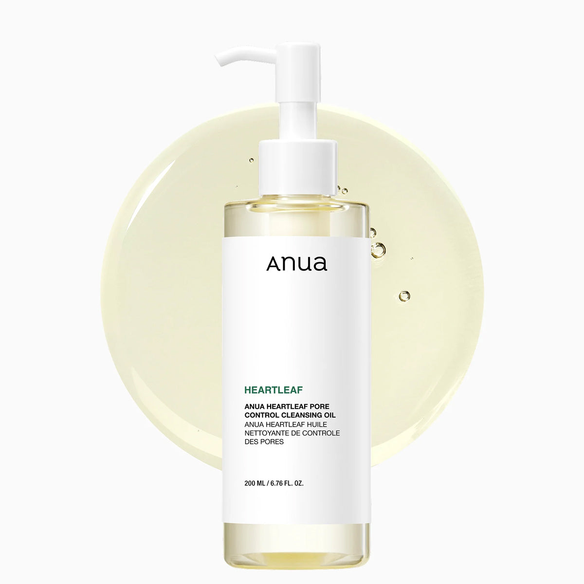 Anua Heartleaf cleansing oil bottle with pump on a white background
