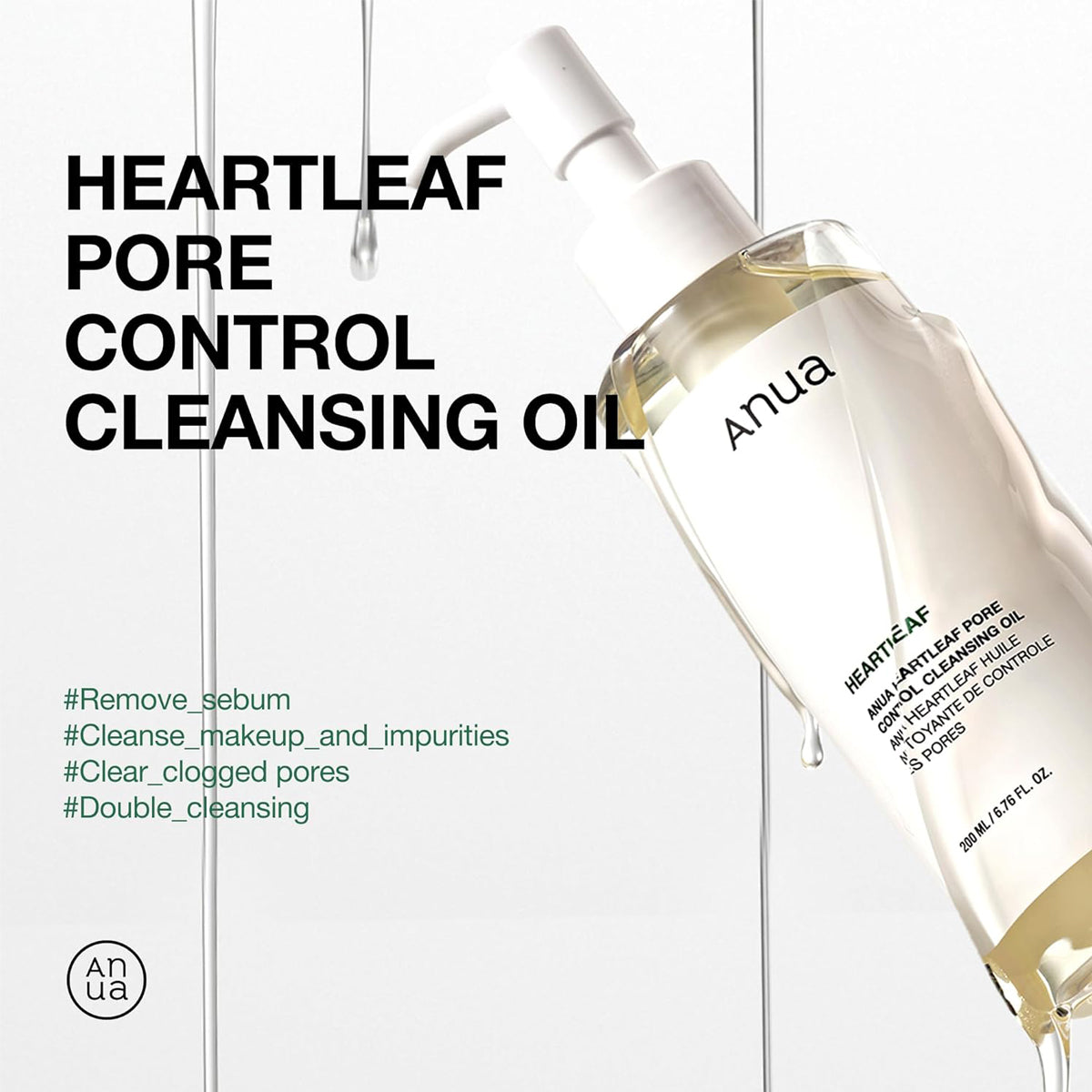 Anua Heartleaf Pore Control Cleansing Oil bottle on a white background
