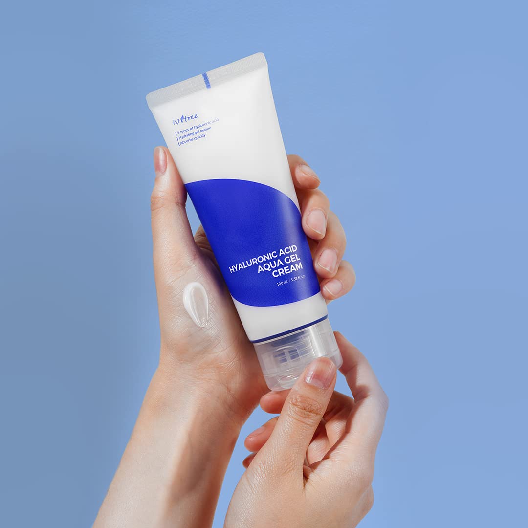 Isntree Hyaluronic Acid Aqua Gel Cream – Lightweight Korean moisturizer with 5 types of hyaluronic acid | Perfect for oily and dehydrated skin | Shop in Dubai at Mirae Beauty Hub UAE. On skin