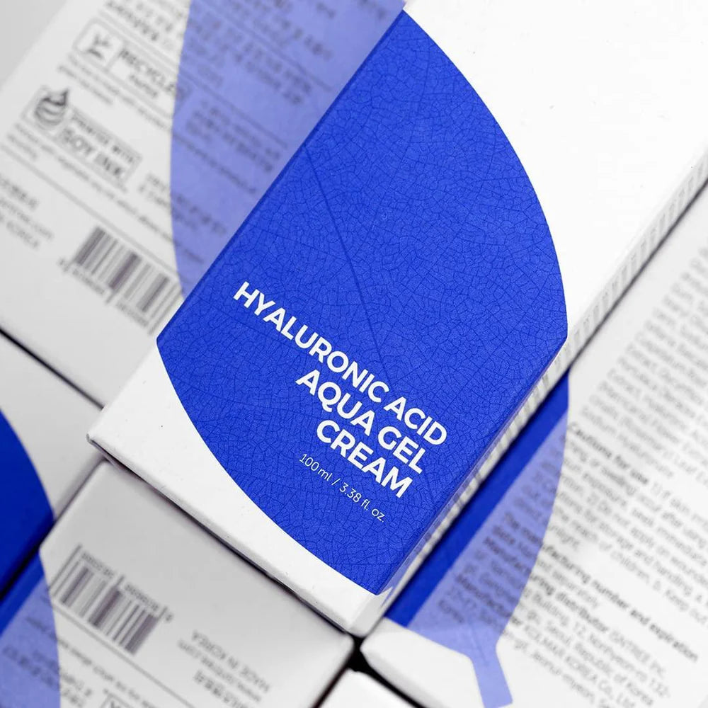 Isntree Hyaluronic Acid Aqua Gel Cream – Lightweight Korean moisturizer with 5 types of hyaluronic acid | Perfect for oily and dehydrated skin | Shop in Dubai at Mirae Beauty Hub UAE. Packaging