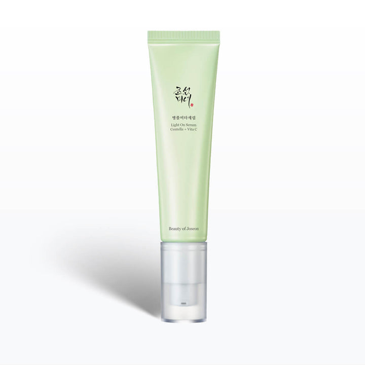 Light On Serum Centella + VitaC skincare tube with 'Beauty of Joseon' branding on a white background