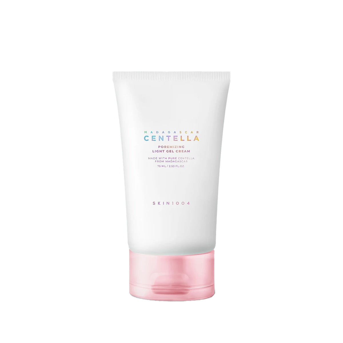 Skincare product with white container and pink base on a white background