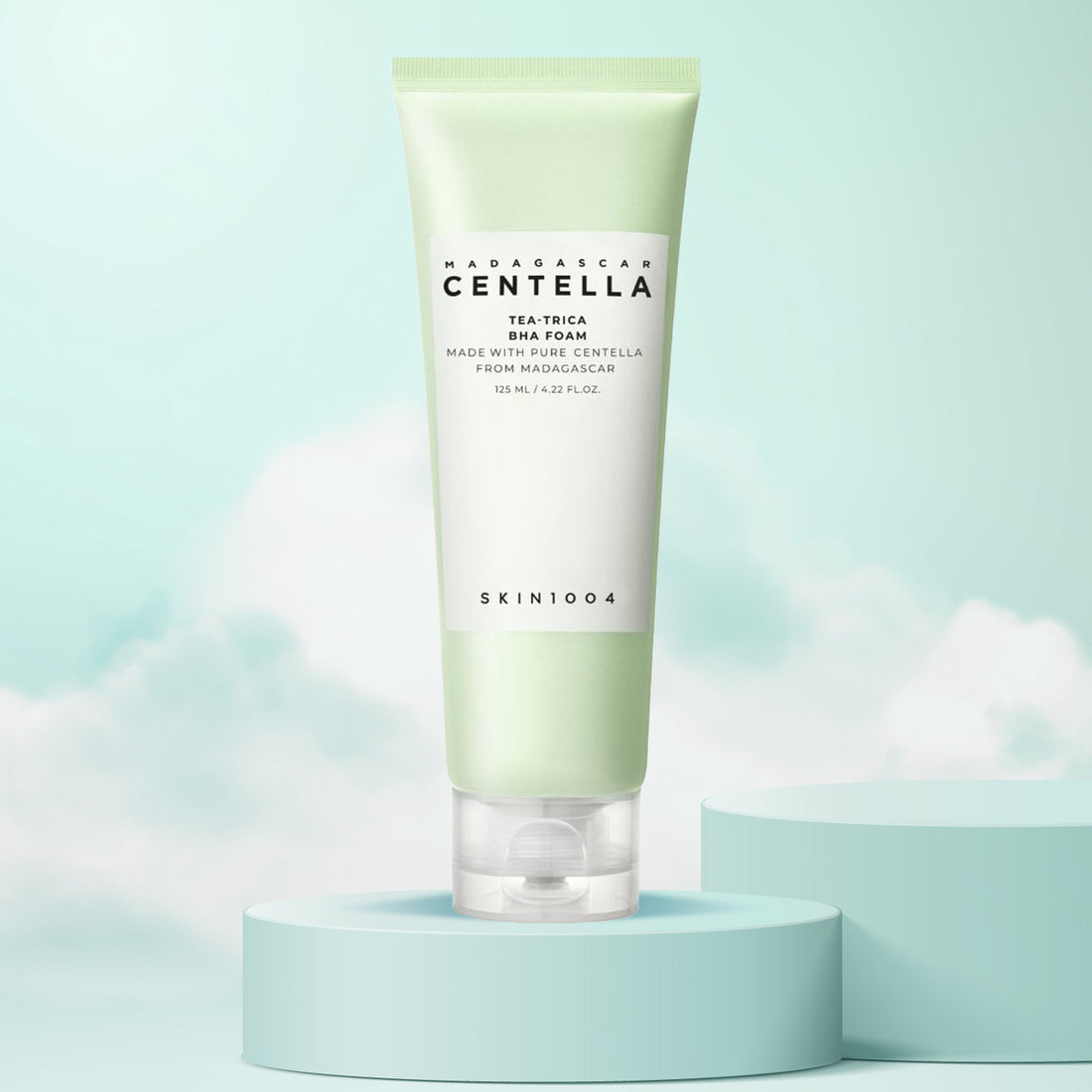 Skinidoa Madagascan Centella cleanser tube on a light blue background