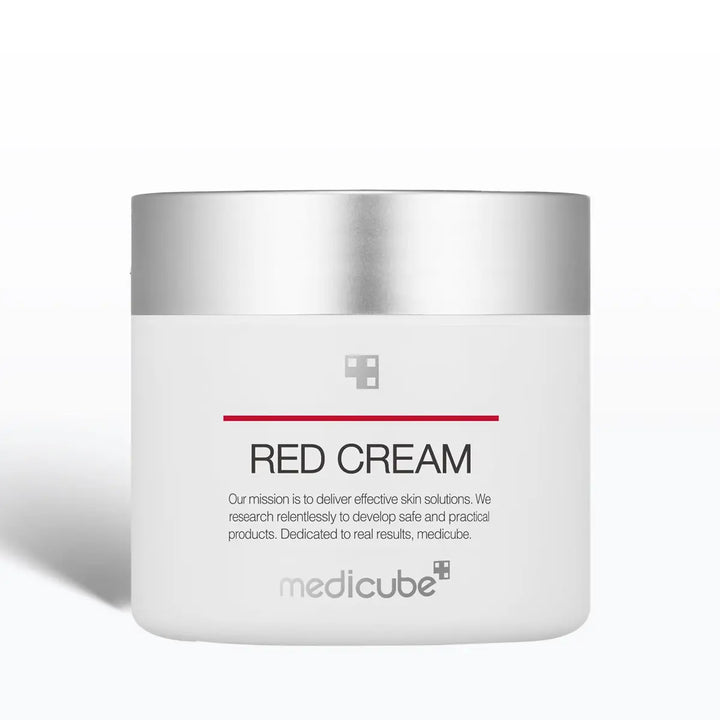 Jar of Red Cream with Medicube logo on a white background