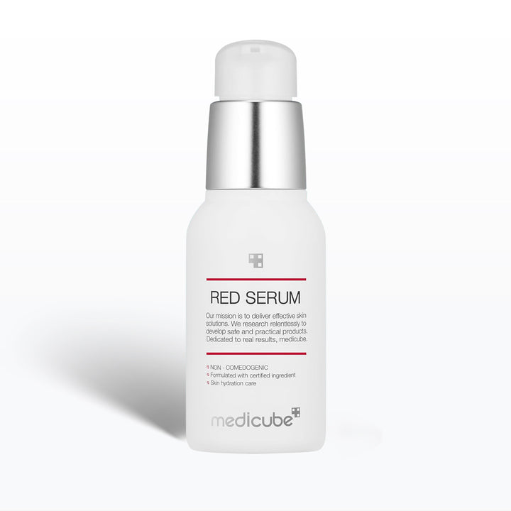 Medicube Red Serum bottle on a white background