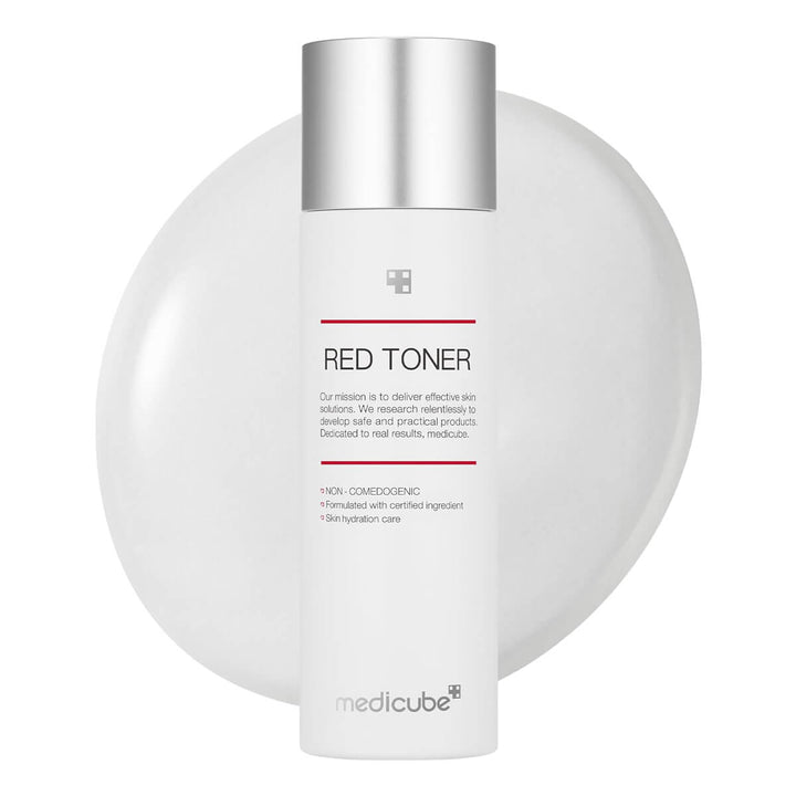Medicube Red Toner bottle on a white background