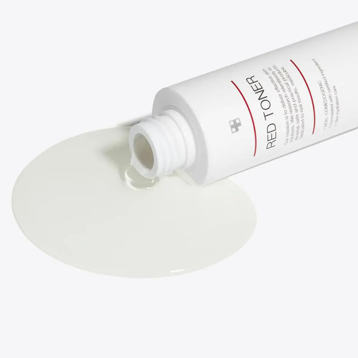 Tube of Red Toner on a white background