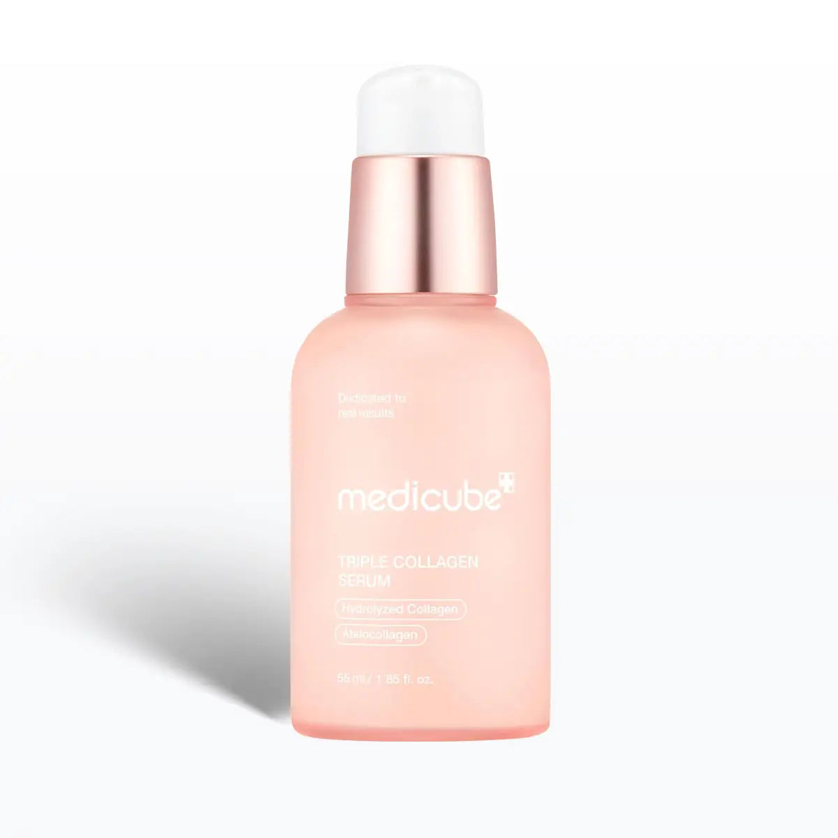 Medicube Triple Collagen Serum bottle with white cap on a light gray background