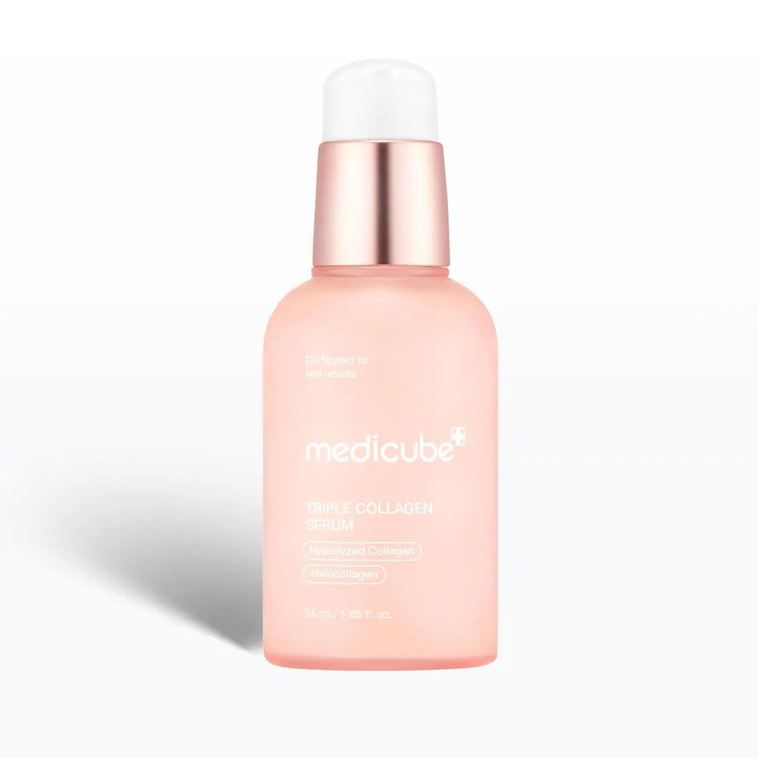 Medicube Triple Collagen Serum bottle with white cap on a light gray background