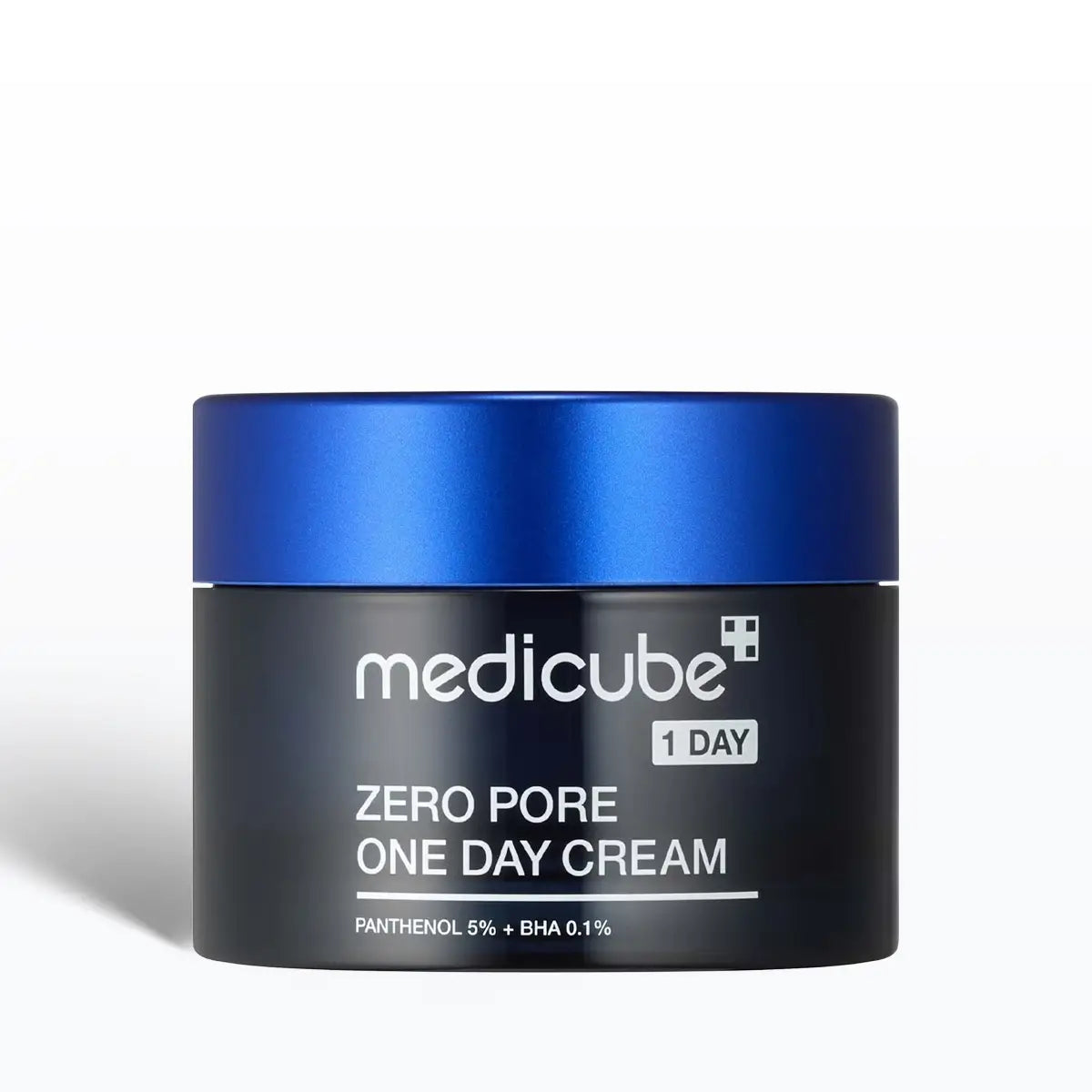 Medicube Zero Pore One Day Cream jar with blue lid on a white background