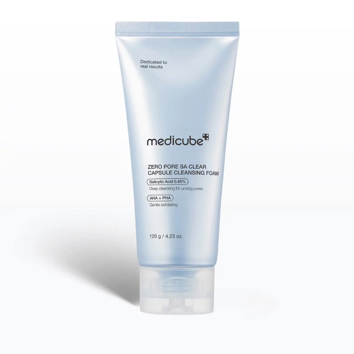 Medicube Zero Pore SA Clear Capsule Cleansing Foam tube on a white background