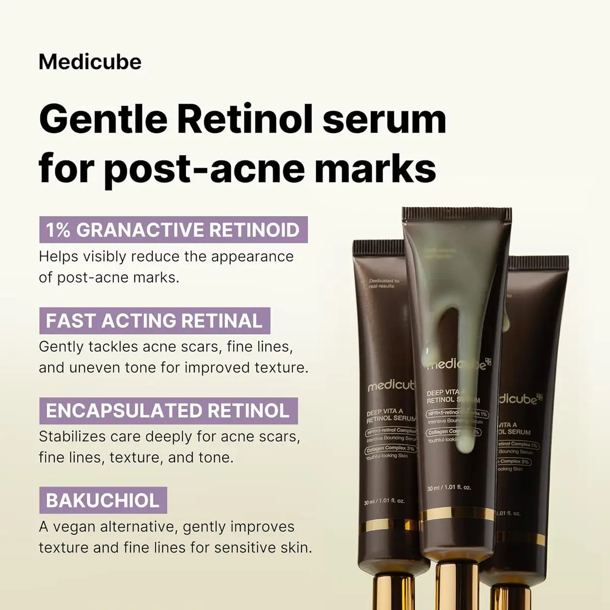 Medicube Deep Vita A Retinol Serum 30ml Korean retinol serum for fine lines, dull skin, uneven texture and anti-aging skincare in UAE