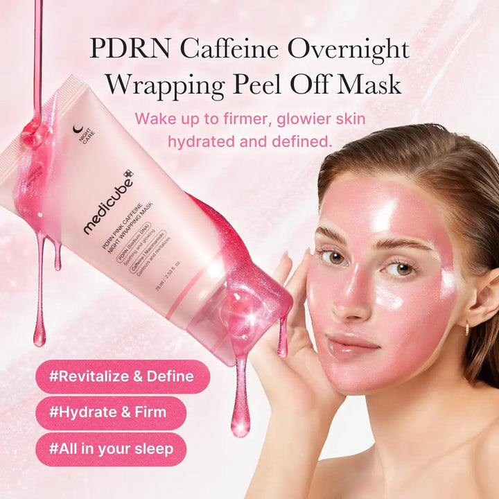 Medicube PDRN Pink Caffeine Night Wrapping Mask 75ml overnight peel-off Korean face mask with PDRN and caffeine in Abu Dhabi, UAE