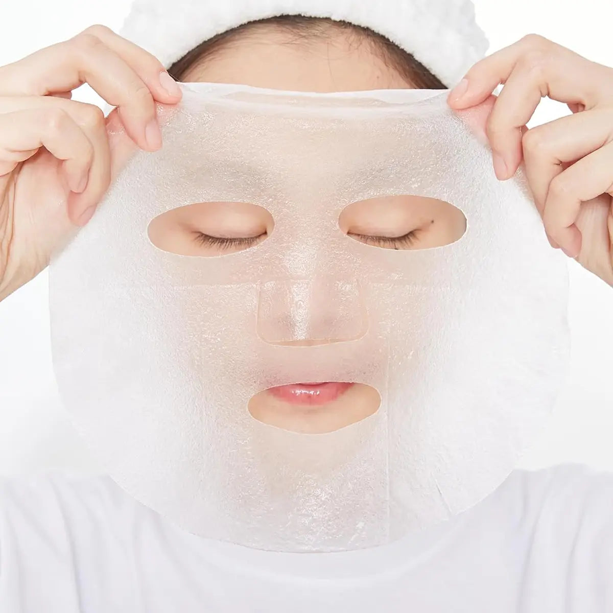 Missha Airy Fit Sheet Mask Pearl 19g being applied for radiant skin and hydration benefits.