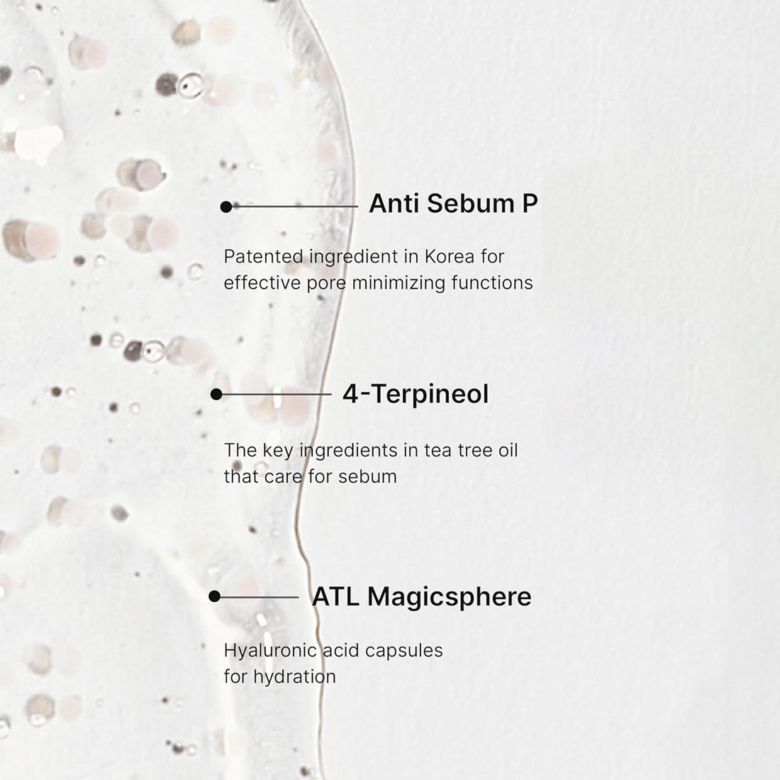Product with labeled ingredients on a white background