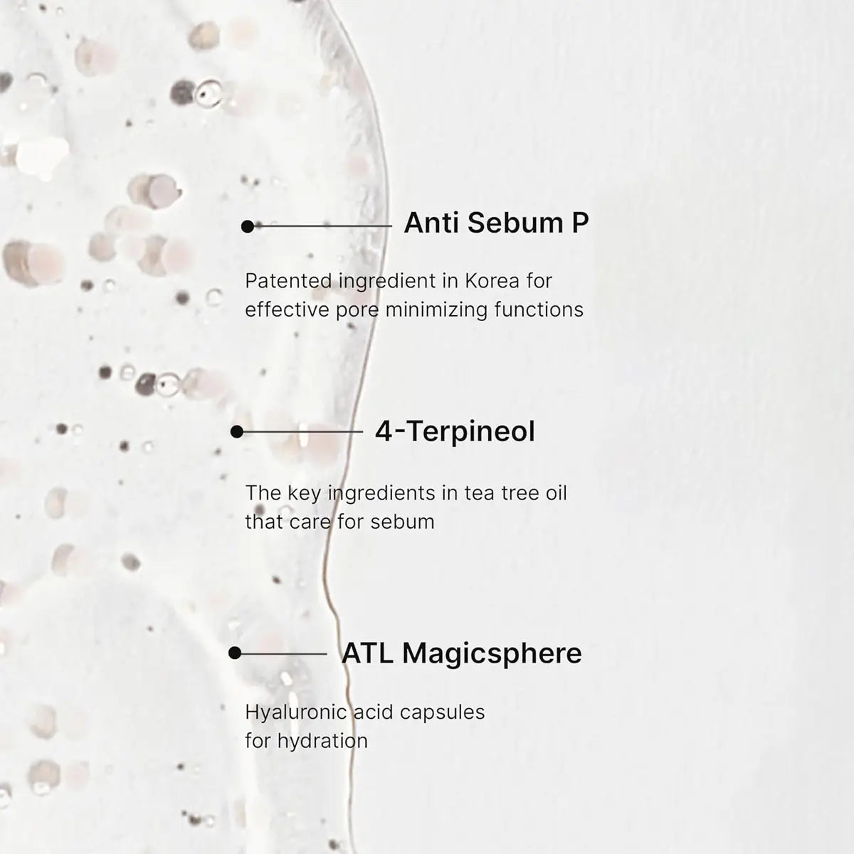 Product with labeled ingredients on a white background
