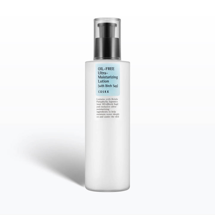 Cosrx oil-free ultra-nourishing lotion bottle on a white background