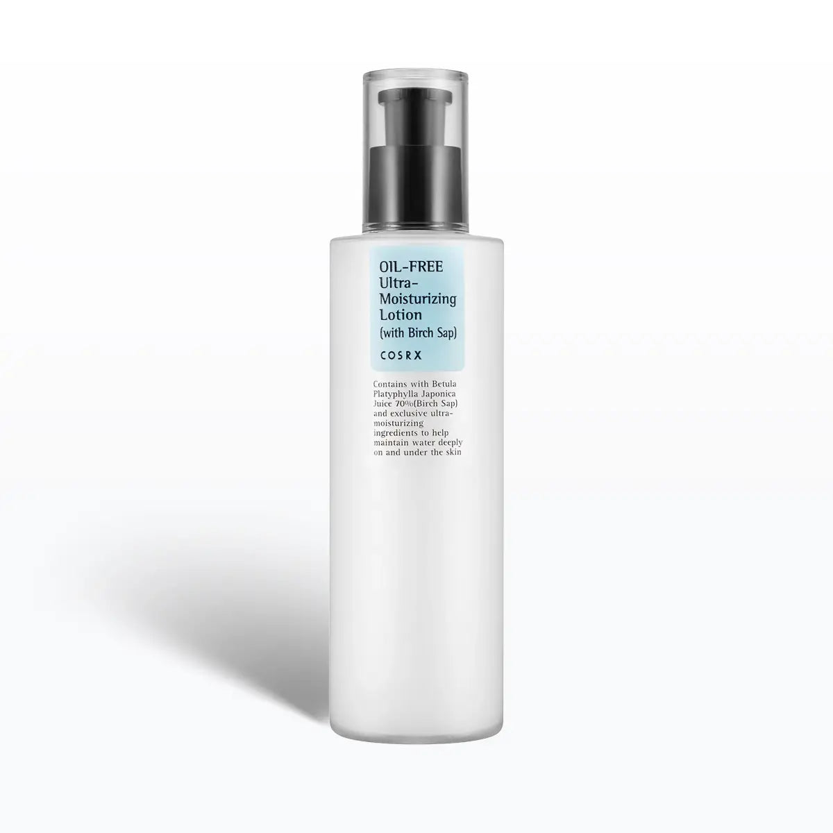 Cosrx oil-free ultra-nourishing lotion bottle on a white background