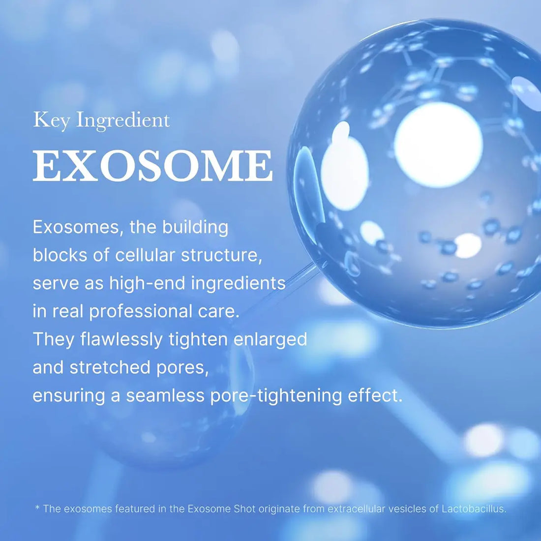Exosome graphic with text on a blue background