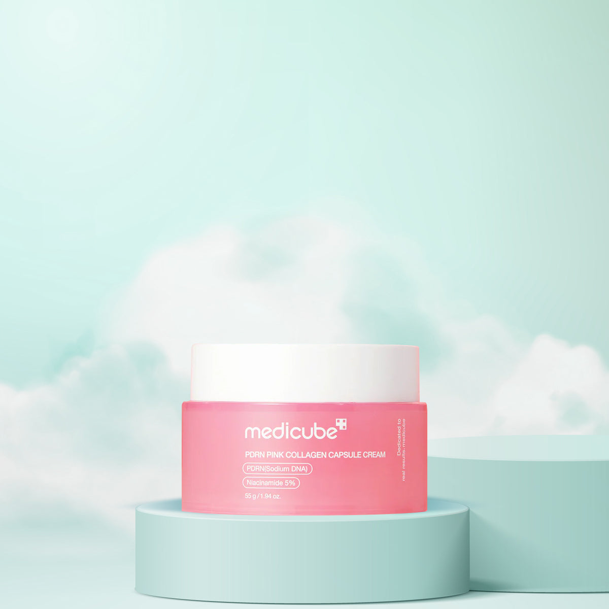 Medicube PDRN Pink Collagen Capsule Cream 55g – Korean anti-aging moisturizer with collagen beads for firm, youthful skin. Front