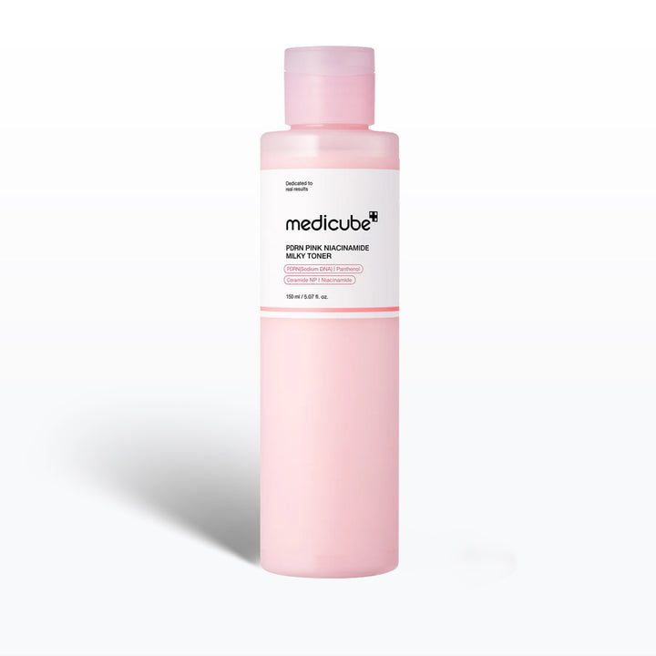 PDRN Pink Niacinamide Milky Toner Medicube on a white background