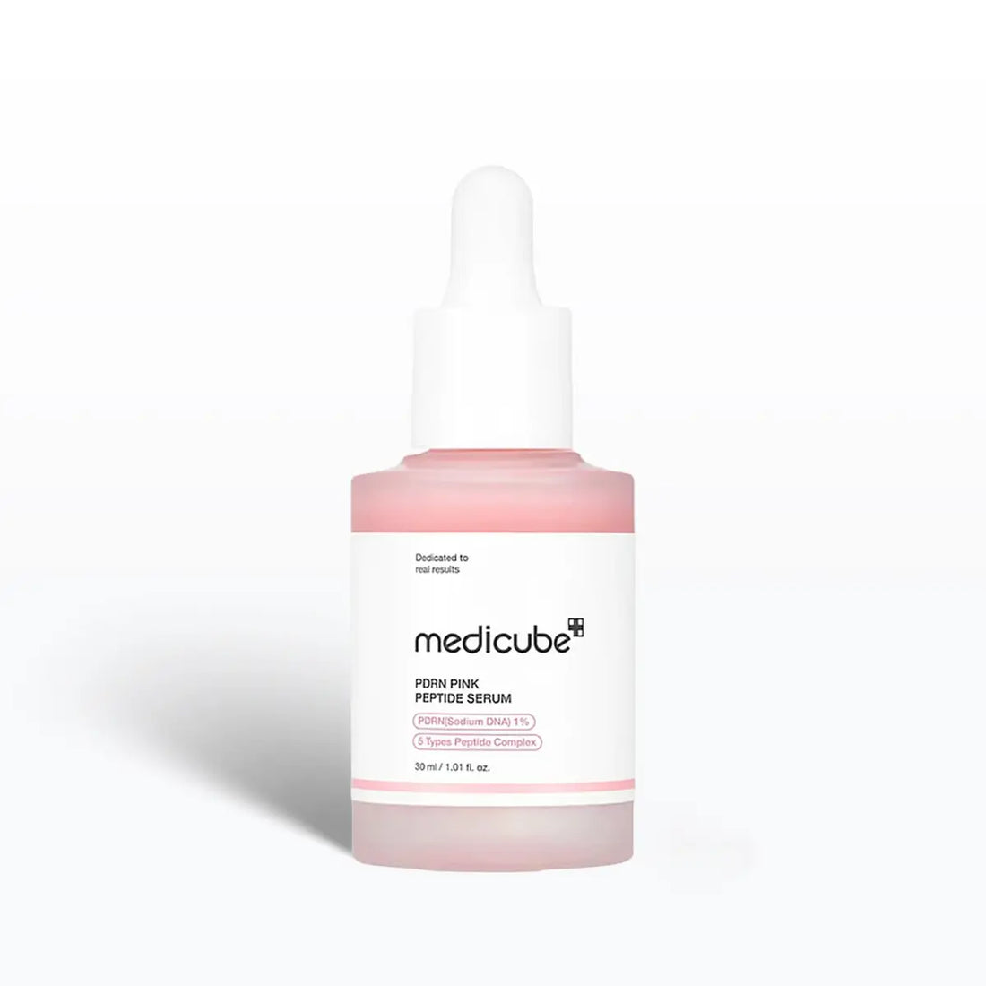 Medicube pink peptide serum bottle on a white background