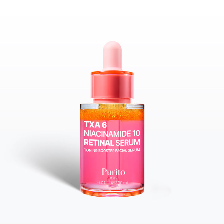 Purito TXA 6 Niacinamide 10 Retinal Serum bottle on a white background