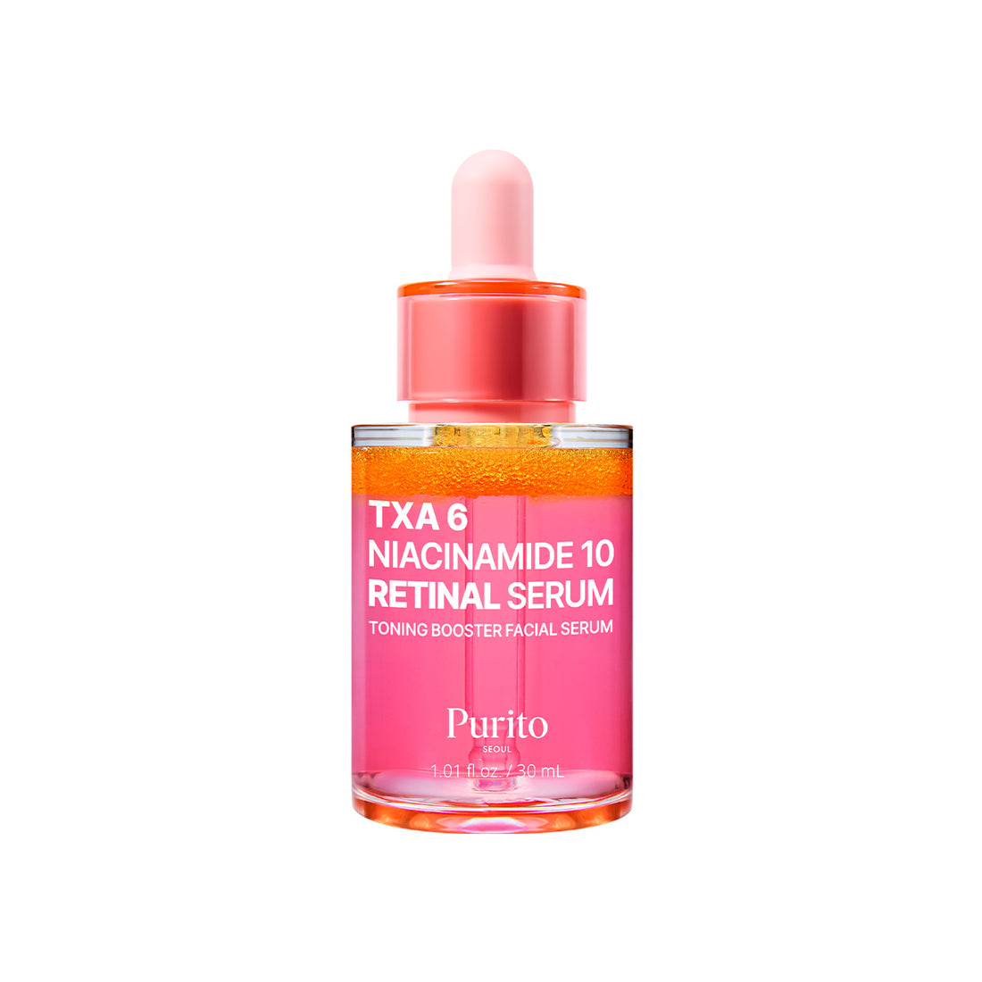 Purito TXA 6 Niacinamide 10 Retinal Serum bottle on a white background