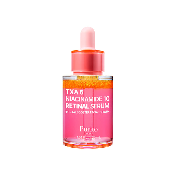 Purito TXA 6 Niacinamide 10 Retinal Serum bottle on a white background