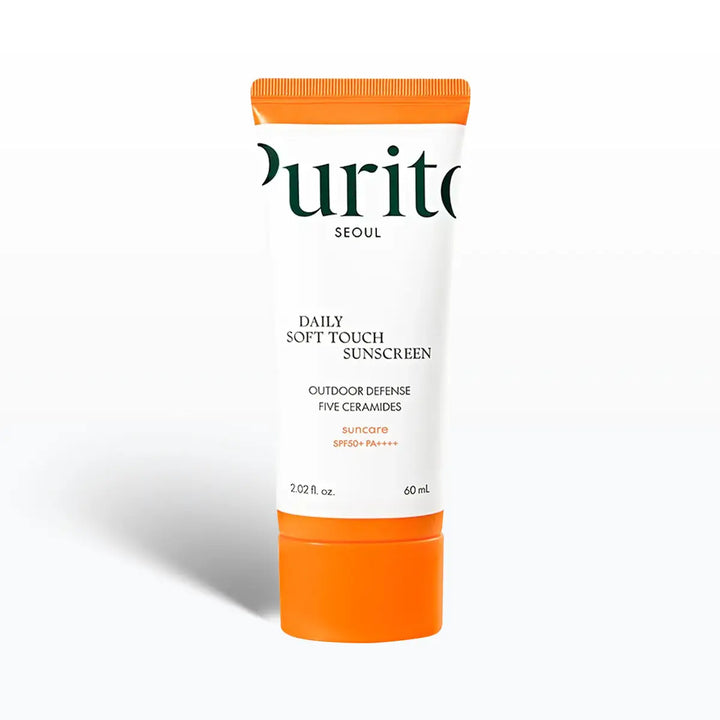 Tube of Purito Daily Soft Touch Sunscreen on a white background