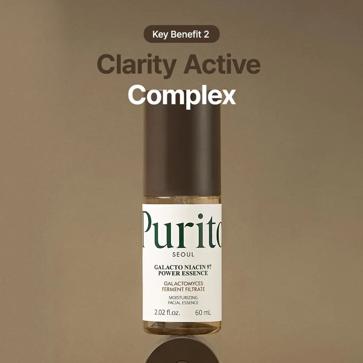Purito Galacto Niacin 97 Power Essence 60mL with Clarity Active Complex for radiant skin.
