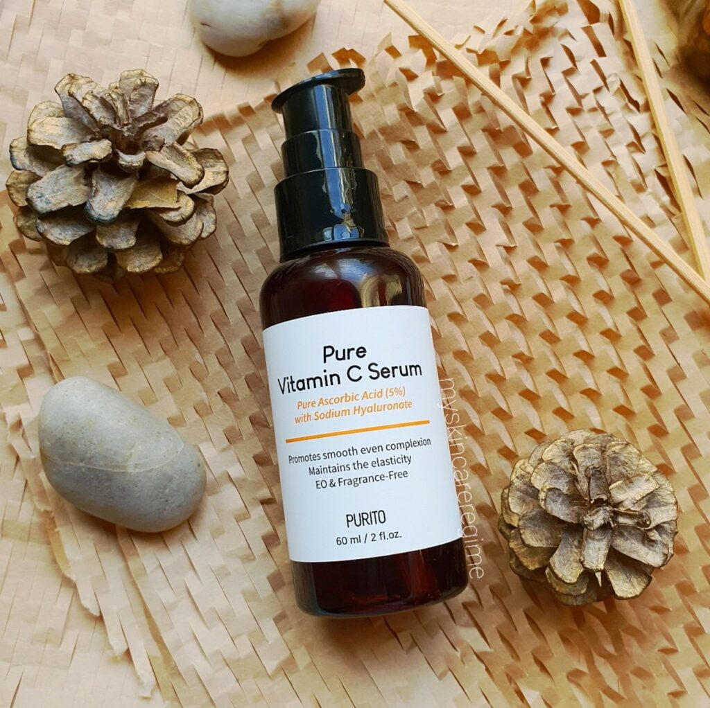 PURITO Pure Vitamin C Serum | Korean brightening serum with 5% vitamin C and hyaluronic acid | Fades dark spots and evens skin tone | Shop in Dubai at Mirae Beauty Hub UAE. Still life