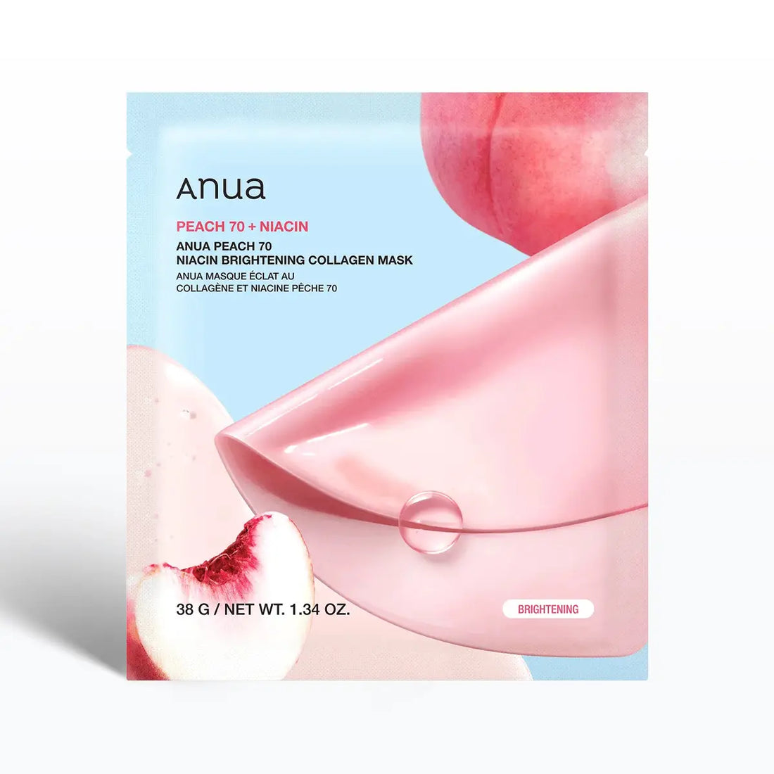 Anua Peach 70 Niacin Brightening Collagen Mask Korean skincare UAE glow hydrating face mask product