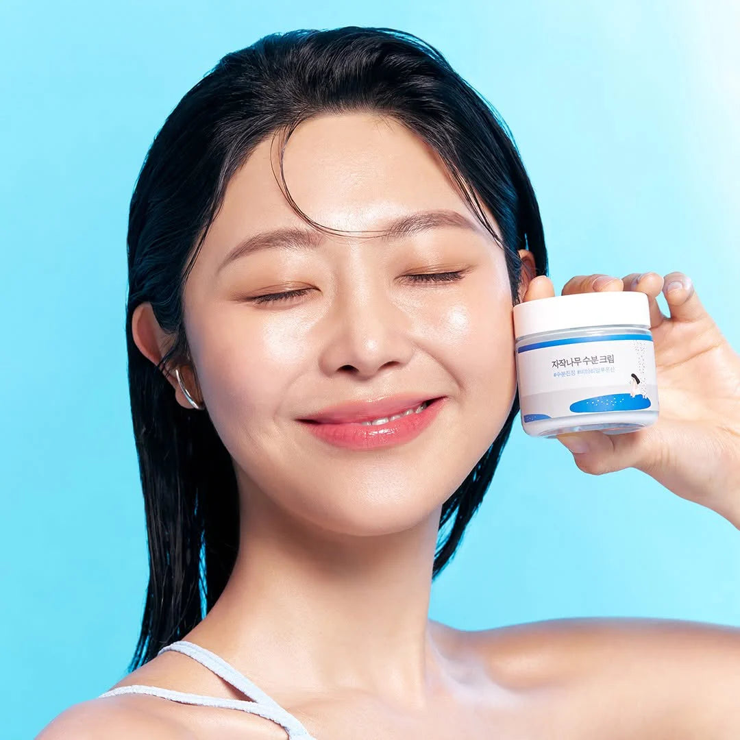 Round Lab Birch Juice Moisturising Cream – Korean skincare 80ml, On Skin