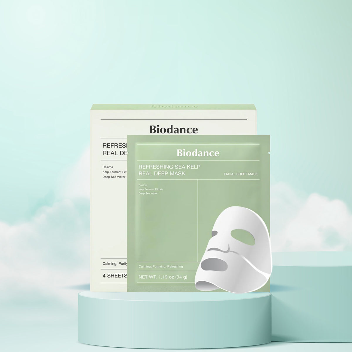 Biodance Refreshing Sea Kelp Real Deep Mask – Korean Skincare Bio-Cellulose Sheet Mask with Sea Kelp for Oil Control and Hydration. Box