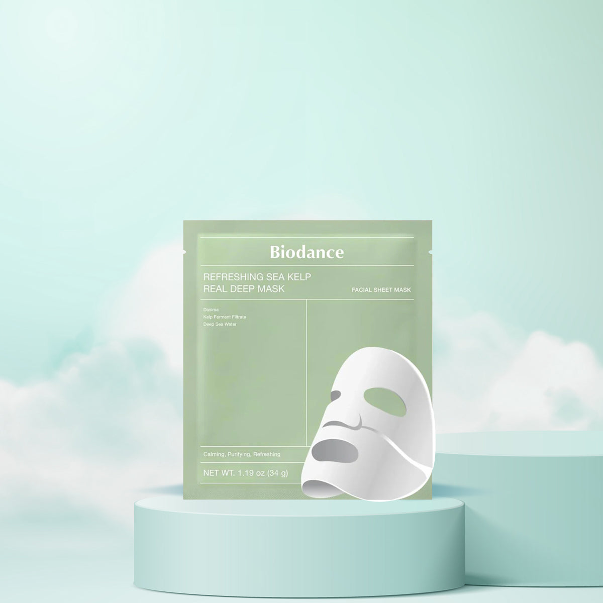 Biodance Refreshing Sea Kelp Real Deep Mask – Korean Skincare Bio-Cellulose Sheet Mask with Sea Kelp for Oil Control and Hydration. 1pc