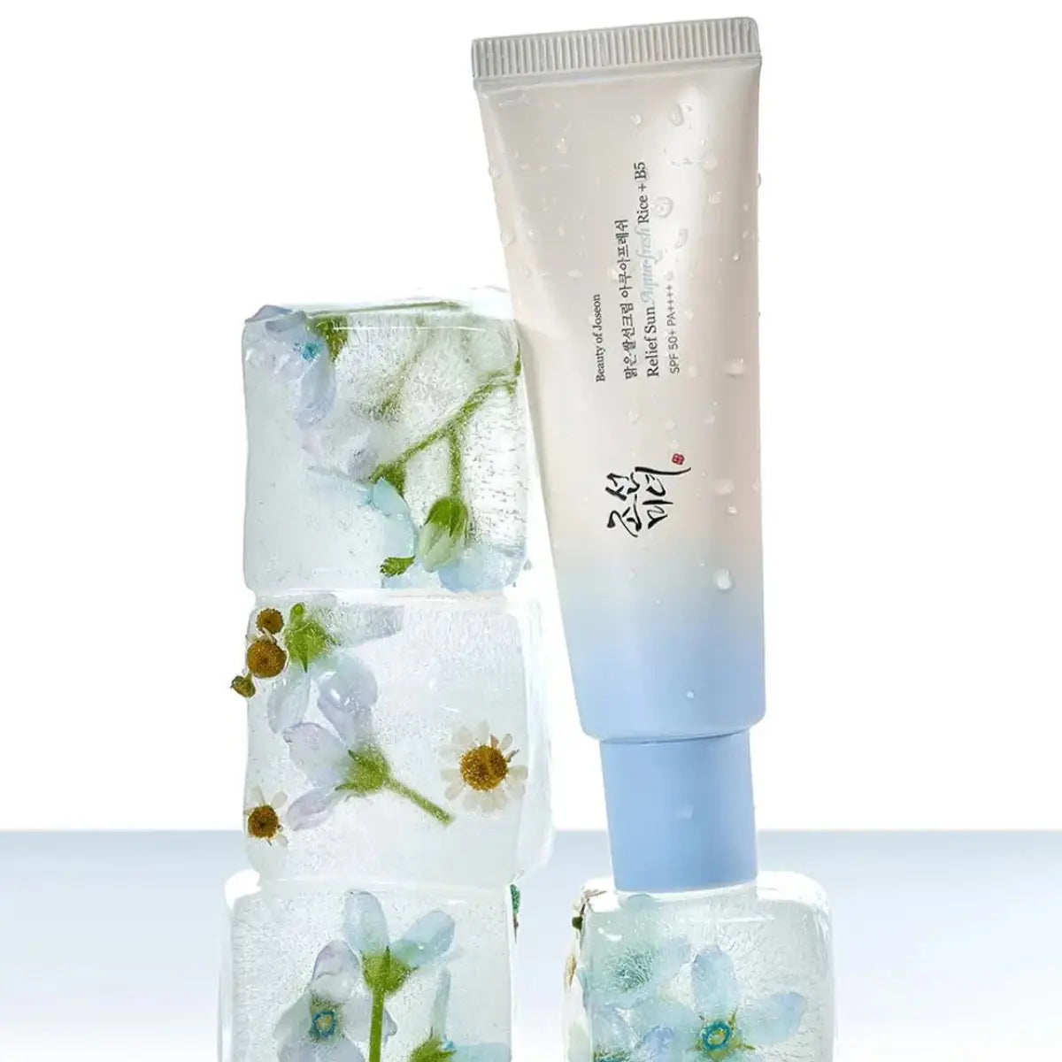 Cosmetic set with floral design on a white background
