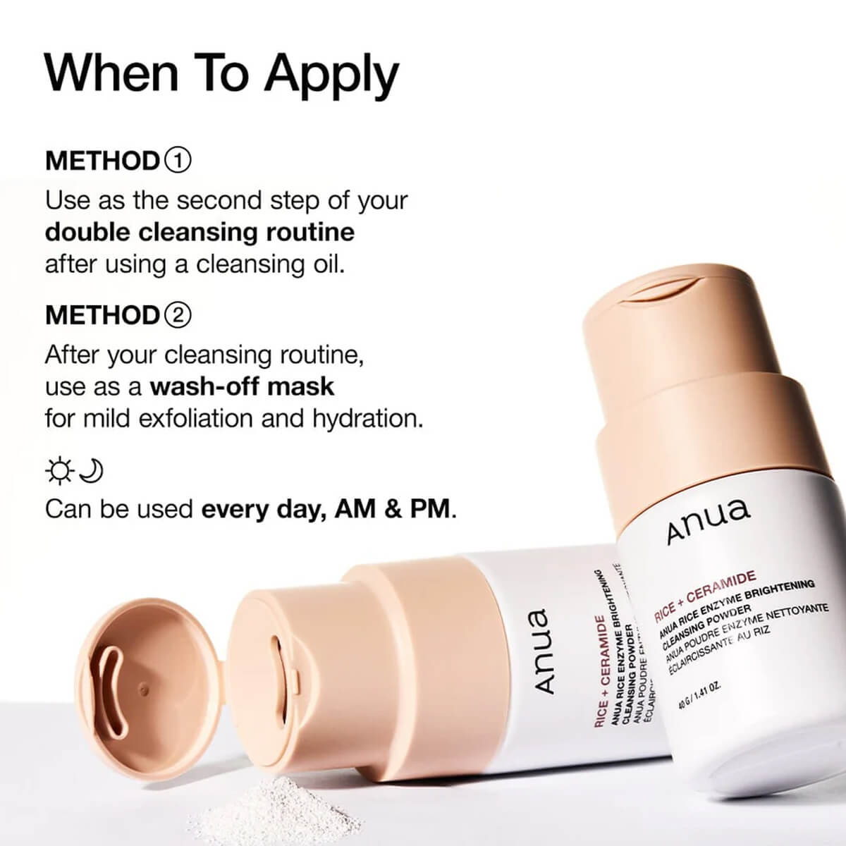 Skincare product with application instructions on a white background