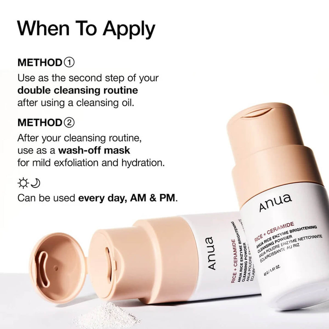 Skincare product with application instructions on a white background